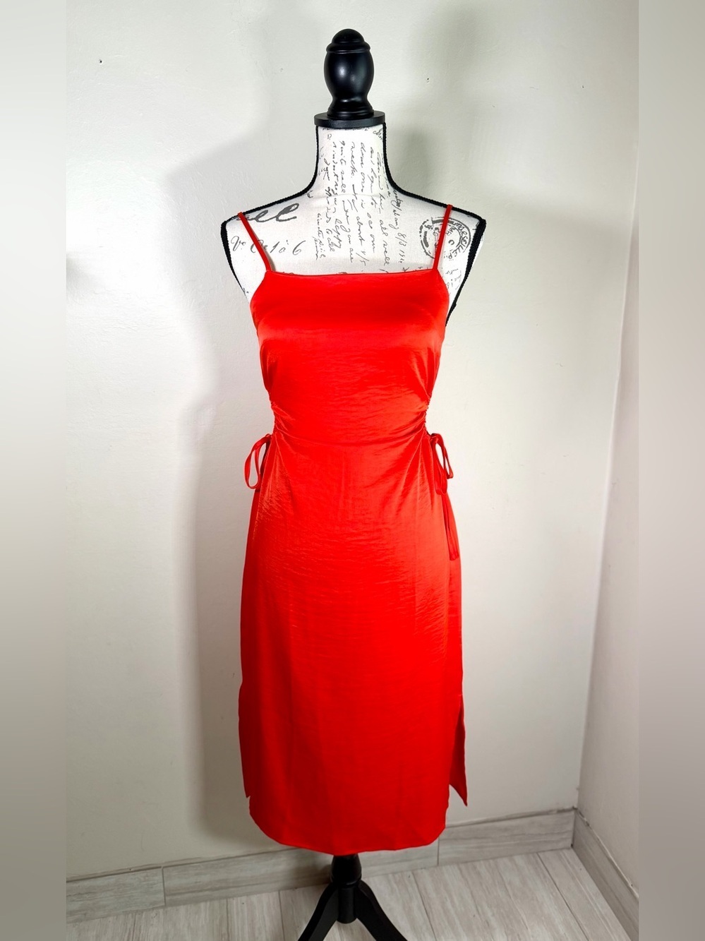 Christian Lacroix Bold Red Slip Midi Dress with Side Ties